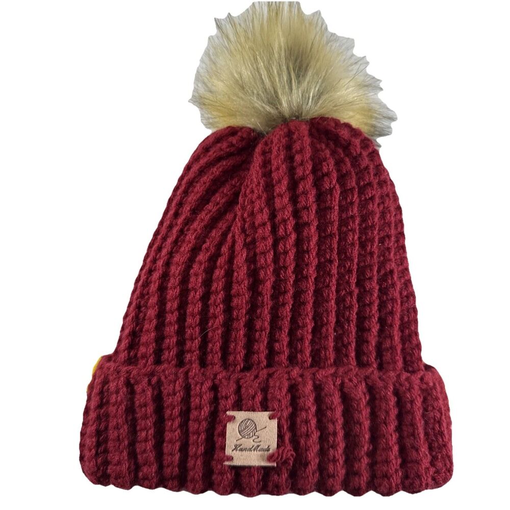 Page One Beanie Cap Women’s Red Winter Chunky Cable Knit Hat Toboggan Hat